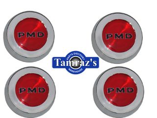 70 72 Pontiac Rally 2 Center Caps Set PMD Red Black