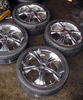 18 Used Chrome Wheels Rims and Tire Pkg SHIP Now