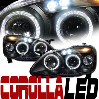 BLACK DRL LED HALO RIMS PROJECTOR HEAD LIGHTS LAMPS SIGNAL 03 08