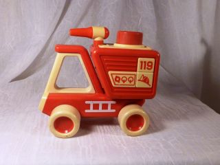 Vintage Tonka 119 Red Fire Truck Toddler Toy with Wheels Red Button