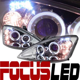 CHROME DRL LED HALO RIMS PROJECTOR HEAD LIGHTS LAMPS SIGNAL 00 04 FORD