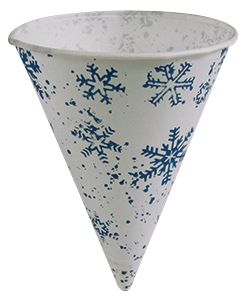 6RBB 0004 6 oz Snow Flake Paper Cone Cup Rolled Rim 200 Pack