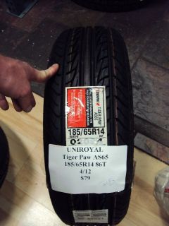 Uniroyal Tiger Paw AS65 185 65R14 86T Brand New Tire