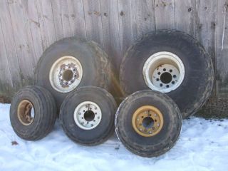 Set of 5 turf tires with ford rims 18 4x16 1 rear tractor tires farm