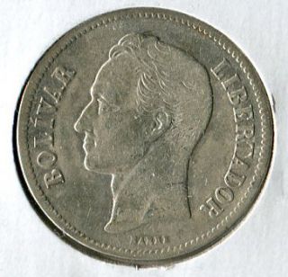 1930 Venezuela 2 Bolivares Silver Coin Hard to Find