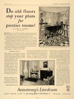 1927 Ad Armstrong Linoleum Flooring Marble Floor Decor   ORIGINAL