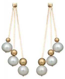 Belle de Mer Pearl Earrings, 14k Cultured Freshwater Pearl Triple Bead
