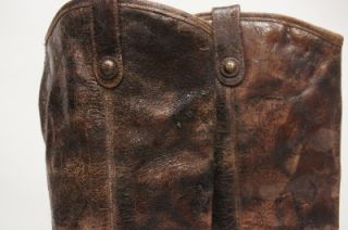 Frye Melissa Button Brown Distressed Vintage Leather Riding Boots 9 5
