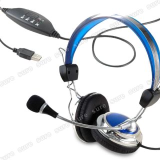 USB Headset Kopfhörer Stereo + Mic für MSN PC Skype ICQ