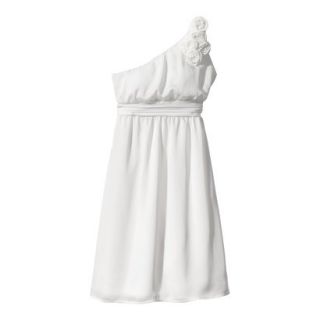 TEVOLIO Womens Satin One Shoulder Rosette Dress   Off White   2