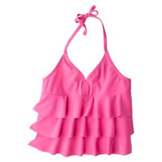 Xhilaration Girls Ruffled Tankini Swimsuit Top   Pink L