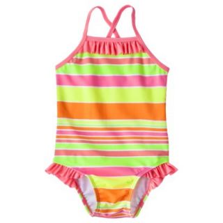 Circo Infant Toddler Girls Stripe 1 Piece Swimsuit   Rainbow 2T