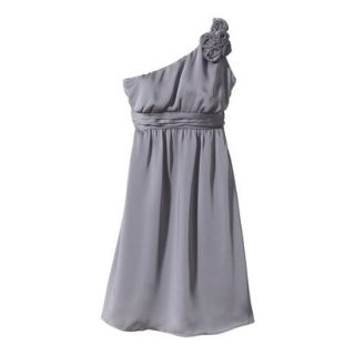TEVOLIO Womens Satin One Shoulder Rosette Dress   Cement Gray   2