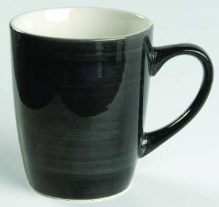  Color Strokes Black Mug, Fine China Dinnerware   White,Black Band,Rim,S