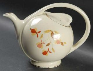 Hall Autumn Leaf Airflow Teapot & Lid, Fine China Dinnerware   Orange/Yellow Flo