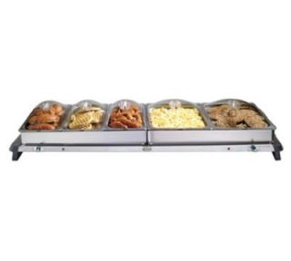 Cadco Grand Buffet Server, Countertop Warming Base & Pans, Holds 5 Pans