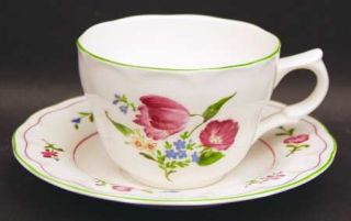 Nikko Biarritz Flat Cup & Saucer Set, Fine China Dinnerware   Provincial,Floral