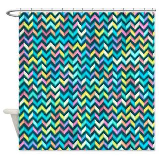  Multicolor Retro Chevron Pattern Shower Curtain  Use code FREECART at Checkout