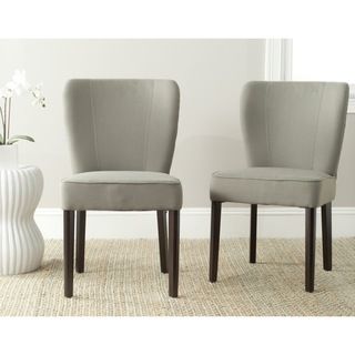 Safavieh Clifford Sea Mist Side Chair (set Of 2) (Sea MistMaterials Birch wood and linen fabricFinish EspressoSeat dimensions 19.7 inches wide x 16.9 inches deepSeat height 19.7 inchesDimensions 34.8 inches high x 21.3 inches wide x 24 inches deepThi