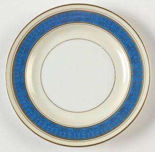 Sango San4 Bread & Butter Plate, Fine China Dinnerware   Blue Band, Gold Design,