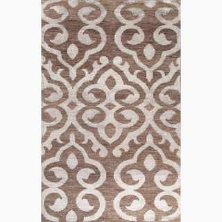 Hand made Brown/ Gray Wool/ Art Silk Textured Rug (2x3)