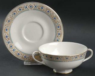 Royal Doulton Empress Footed Cream Soup Bowl & Saucer Set, Fine China Dinnerware