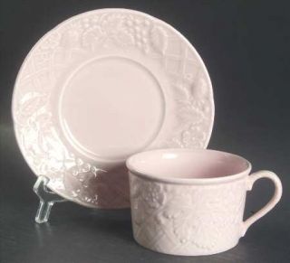Mikasa English Countryside Pink Flat Cup & Saucer Set, Fine China Dinnerware   P