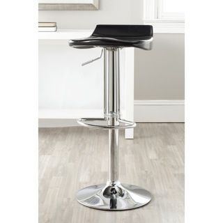 Safavieh Avish Black Adjustable Height Swivel Bar Stool (BlackMaterials: ABS Plastic and Chrome SteelSeat dimensions: 15.2 inches wide x inches deepSeat height: 23.6 32.1 inchesDimensions: 25.6 34.1 inches high x 15.2 inches wide x 16.3 inches deepThis pr