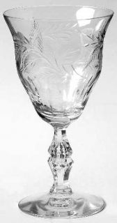 Tiffin Franciscan Parkwood Wine Glass   Stem #17396, Cut Plant Design On Bowl