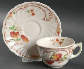 Royal Doulton Chiltern Flat Cup & Saucer Set, Fine China Dinnerware   Brown/Mult