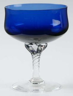 Celebrity Cambridge Champagne/Tall Sherbet   Cobalt Bowl With    Clear Twisted S