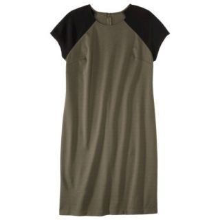 Mossimo Womens Plus Size Short Sleeve Ponte Dress   Green/Black 1