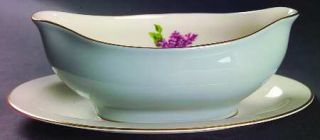 Fine Arts Georgian Lilac Gravy Boat with Attached Underplate, Fine China Dinnerw