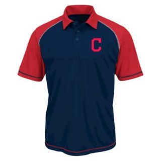 MLB Mens Cleveland Indians Synthetic Polo T Shirt   Navy/Red (M)