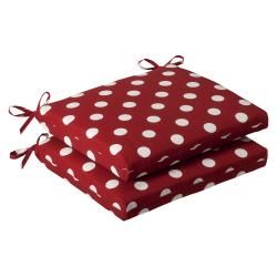 Pillow Perfect Outdoor Red/ White Polka Dot Squared Seat Cushions (set Of 2) (Red/white polka dotMaterials: PolyesterFill: 100 percent virgin polyester fiber fillClosure: Sewn seam Weather resistant UV protection Care instructions: Spot clean onlyDimensio