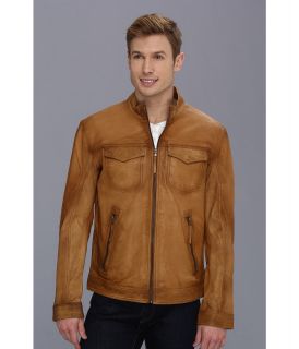 Stetson Burnish Leather Jacket With Inset Pkts Mens Coat (Brown)