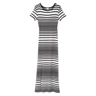 Merona Womens Knit T Shirt Maxi Dress   Sour Cream/Blackstripe   L