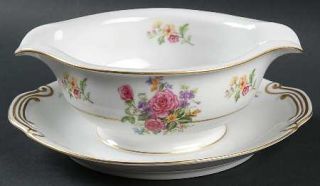 Puritan (Japan) Melody Gravy Boat with Attached Underplate, Fine China Dinnerwar
