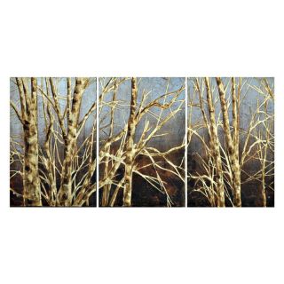 Crestview Collection Golden Bare Trees Wall Art   Set of 3   20W x 30H in. ea.  