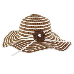 Faddism Stylish Women Summer Straw Hat Brown Stripes Pattern Design With Brown Flower Bow (Brown, White Feature: This hat can be rolled or folded then packed away, easy to open up and restore it to its former shape Style: Women Summer Hat One size fits mo