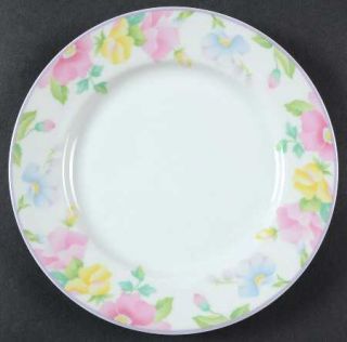 Mikasa Convent Garden Salad Plate, Fine China Dinnerware   Multicolor Floral Rim