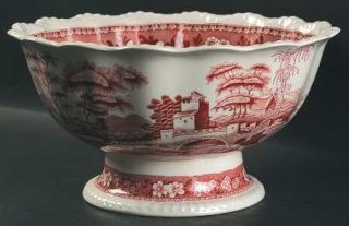 Spode Tower Pink (Older Backstamp) Large Footed Salad Serving Bowl, Fine China D