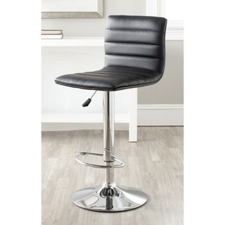 Safavieh Arissa Black Adjustable Height Swivel Bar Stool (BlackMaterials: Plywood, Chrome Steel and FoamFinish: NaturalSeat dimensions: 15.4 inches wide x inches deepSeat height: 23.8 29.9 inchesDimensions: 34.7 40.8 inches high x 15.4 inches wide x 18.5 
