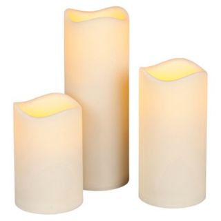 Weather Resistant Soft Glow Flicker Candle with Remote Control Set of 3  Bisque