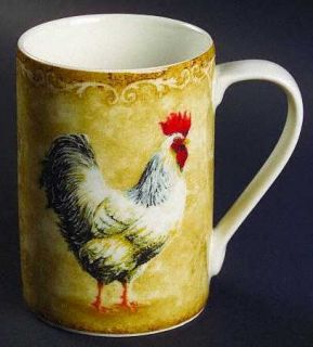 222 Fifth (PTS) Rustic Roosters (Square Shape) Mug, Fine China Dinnerware   Vari