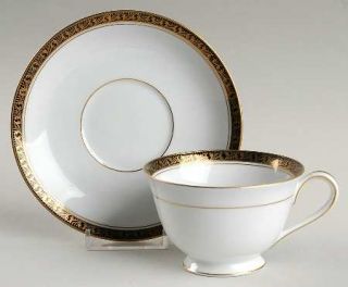 Noritake Julie Footed Cup & Saucer Set, Fine China Dinnerware   White Background