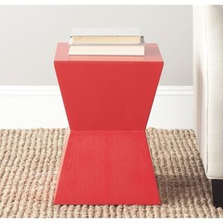 Lotem Hot Red Accent Table (Hot redMaterials: Elm woodDimensions: 17.9 inches high x 13 inches wide x 13 inches deepThis product will ship to you in 1 box.Furniture arrives fully assembled )