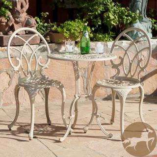 Christopher Knight Home Anacapa Off white Bistro Set (Off whiteMaterials: Iron, aluminumFinish: SandTable dimensions: 28 inches high x 23.5 inches in diameterChair dimensions: 35.75 inches high x 15.75 inches wide Assembly required )