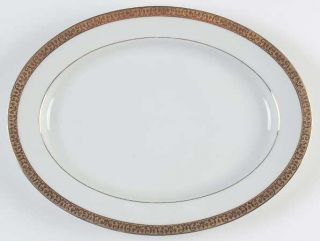 Royal Gallery Gold Buffet 13 Oval Serving Platter, Fine China Dinnerware   Gold