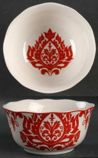 222 Fifth (PTS) Muse Red Soup/Cereal Bowl, Fine China Dinnerware   Red Scrolls &